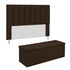 Conjunto Cabeceira E Calçadeira Cancun Para Cama Box Solteiro 90 cm Suede Marrom - DL Decor - Doce Lar Decorações