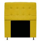 Conjunto Cabeceira Estofada Mel 100cm e Calçadeira Mel 100cm material sintético Amarelo - KDAcanto Móveis