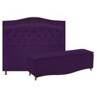 Conjunto Cabeceira Estofado Yasmim + Recamier Baú Yasmim 90 Cm Para Cama Box Solteiro Quarto Suede Roxo - Amarena