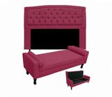 Conjunto Cabeceira Geovana + Calçadeira Fênix King 195cm Suede Rosa Pink - DL Decor - Doce Lar Decorações