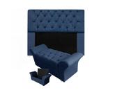 Conjunto Cabeceira Mirage e Calçadeira Baú Veneza King 195 cm Suede Azul Marinho - DL Decor