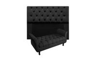 Conjunto cabeceira mirage king 195cm + recamier calçadeira new grecia 195cm suede preto