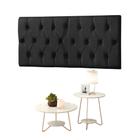 Conjunto Cabeceira Painel Estofada Capitonê 140 cm Preto Paris e Mesa de Centro e Apoio Liz Off White EJ