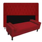 Conjunto cabeceira queen 160cm brenda + recamier félix 160cm suede vermelho - VH MOVEIS