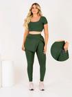 Conjunto Calça legging Saia Fenda Com Bolso Top Cropeed Moda Evangélica Fitness Treino Academia The Start