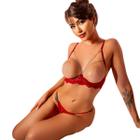 Conjunto Calcinha Fio Dental Sutiã com Correntaria Super Sexy Sensual Vermelho