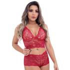 Conjunto caleçon em renda sem bojo -vermelho - tamanho g