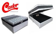 Conjunto Cama Box Baú Casal Viúva Medida Especial + Colchão Castor de Molas 120x203x67