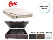 Conjunto Cama Box Baú King + Colchão Castor de Molas Premium Tecnopedic 193x203x72 - Resistente - Alta Durabilidade