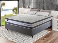 Conjunto Cama Box Casal Alpine 138x188x65 Cinza/Branco c/ Molas Ensacadas