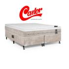 Conjunto Cama Box Casal Queen Castor Premium Tecnopedic 158x198x70 - Linha Alta e Firme - Tecido em Malha Buclê - Maior Qualidade e Resistencia