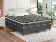 Conjunto Cama Box Espuma Miami Cinza King 193x203x62