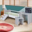 Conjunto Cama Montessoriana Com Colchão E Escolinha Infantil Branco Azul Melvin Shop Jm