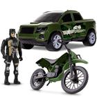 Conjunto Caminhonete E Moto Exercito Infantil 0036 - Samba Toys