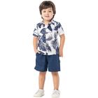 Conjunto Camisa Folhagem E Bermuda Sarja Linha Luxo Cód: 532