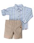 Conjunto Camisa Manga Longa Menino + Bermuda Sarja 100% Algodão - Anjos Baby