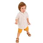 Conjunto Camisa Off White e Bermuda Mostarda Infantil Menino Vigat 3856