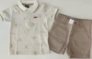 CONJUNTO CAMISA POLO ESTAMPA PRAIA/BERMUDACOM BOLSO EM SARJA BRANDILI Estampado