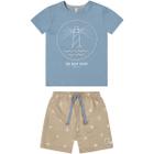 Conjunto Camiseta Algodão e Bermuda Moletom Infantil - Glinny