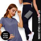 Conjunto camiseta Blusinha DRY FIT MALHA FRIA POLIAMIDA + Calça LEGGING BOLSOS Academia Fitnes 534 - Iron