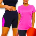 Conjunto Camiseta Blusinha MALHA FRIA POLIAMIDA + Short Legging Leg Academia Corrida 545