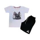 Conjunto Camiseta e Short Infantil Alta Qualidade Cachorro Fone de Ouvido