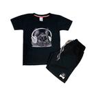 Conjunto Camiseta e Short Infantil Alta Qualidade Cachorro Fone de Ouvido