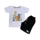 Conjunto Camiseta e Short Infantil Alta Qualidade Desenho Animais Zoológico