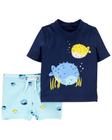 Conjunto Camiseta e Short infantil menino Praia Proteção solar UPF 50+ Oshkosh