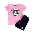 Conjunto Camiseta e Short Infantil Monkey Glasses Estiloso Top