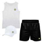 Conjunto Camiseta Regata Algodão Short Tactel E Boné Sol Lua