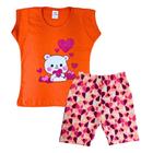 Conjunto Camiseta + Short Infantil Menina Carinhosa