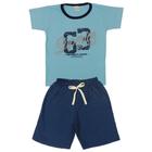 Conjunto Camiseta University League Azul e Bermuda - Luky & Buky