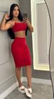 Conjunto Caneladinho Com Strass Sem Bojo Pimenta Original