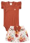 Conjunto Canelado Body e Saia Bebê - Terra - Ame Kids