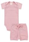 Conjunto Canelado Light Curto - Rosa Bebê - Ame Kids