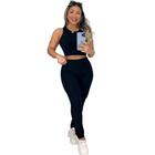 Conjunto Canelado Moda Plus Size Cropped e Calça Gringa - Deolane