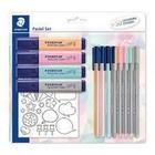 Conjunto Canetas 0.3Mm e Marcadores 1-5Mm Staedtler Linha Pastel - 61 Sbk1 Pa