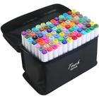 Conjunto Canetas Permanente Canetinhas Coloridas Ponta Dupla 80 cores