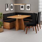 Conjunto Canto Alemão com Baú Mesa 120x77,5cm Tampo sem Vidro com 2 Cadeiras Milão