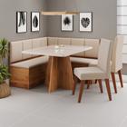 Conjunto Canto Alemão com Baú Mesa 120x77,8cm Tampo com Vidro e 2 Cadeiras Milão