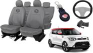 Conjunto capa couro cinza Kia Soul 08-13 + chaveiro