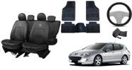 Conjunto capa couro Peugeot 407 04-11 com tapete e capa volante luxo