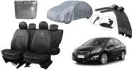 Conjunto capa couro Peugeot 408 10-19 + capa e cobrir + para-brisa