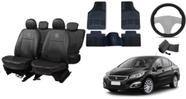 Conjunto capa couro Peugeot 408 10-19 + tapete antiderrapante luxo