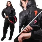 Conjunto Capa de chuva Feminina Motoqueiro Tamanho XG PVC 0,28mm Combate Com Gola Preto Pioneira - 2900-F-PRE-XG