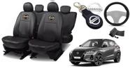 Conjunto Capas de Couro Nissan Kicks 2022 + Capa de Volante + Chaveiro Nissan