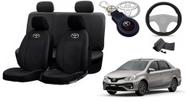 Conjunto Capas de Couro Toyota Etios 2016 + Capa de Volante + Chaveiro Toyota