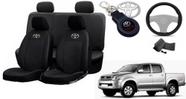 Conjunto Capas de Couro Toyota Hilux 2004 + Capa de Volante + Chaveiro Toyota - Iron Tech