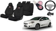 Conjunto Capas Tecido Bancos Fiat Bravo 2011-2014 + Capa de Volante + Chaveiro - Design Moderno